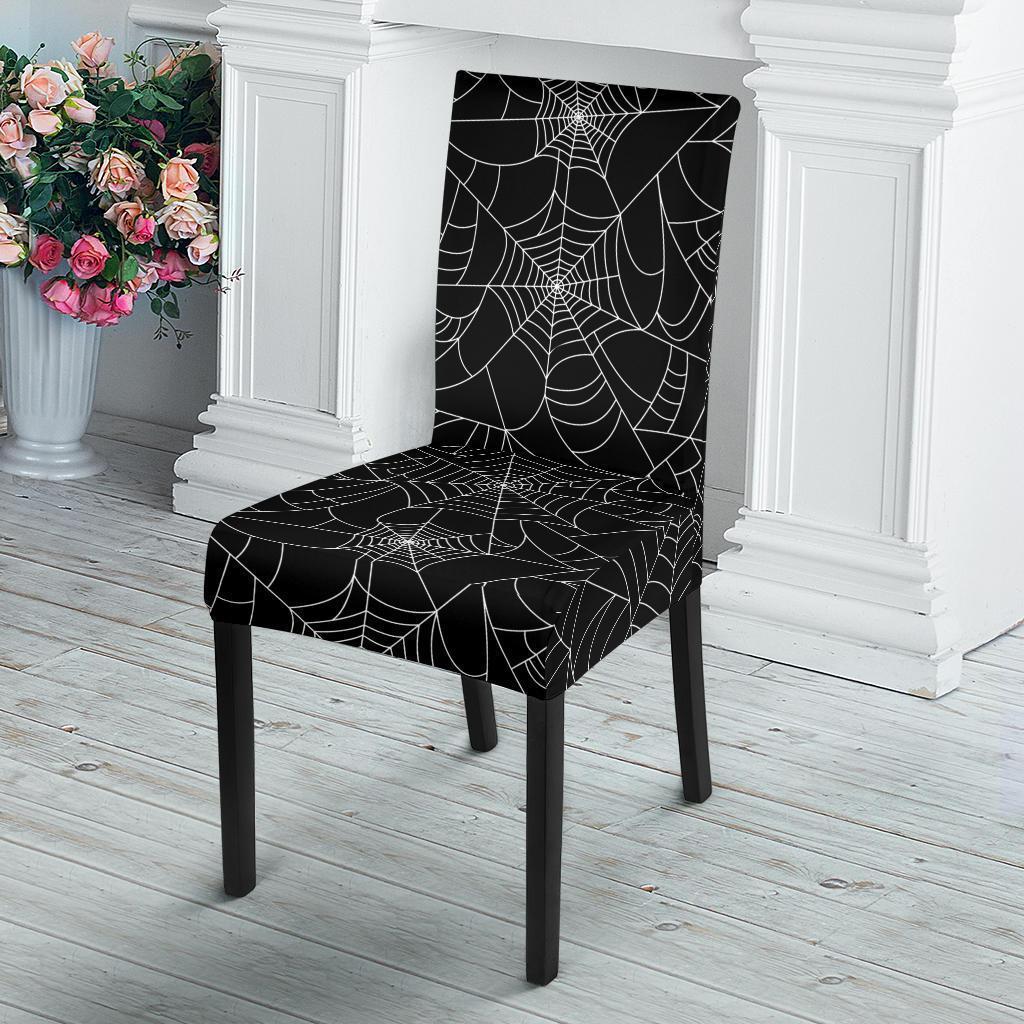 Black Spider Web Pattern Print Chair Cover-grizzshop