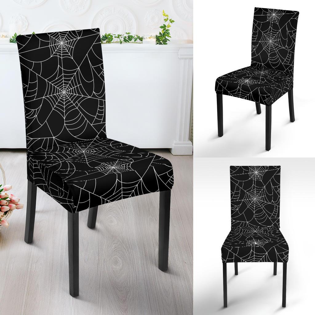 Black Spider Web Pattern Print Chair Cover-grizzshop