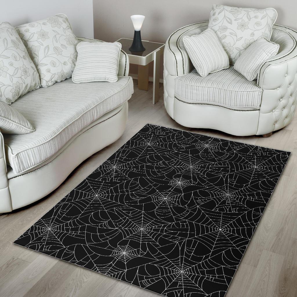 Black Spider Web Pattern Print Floor Mat-grizzshop