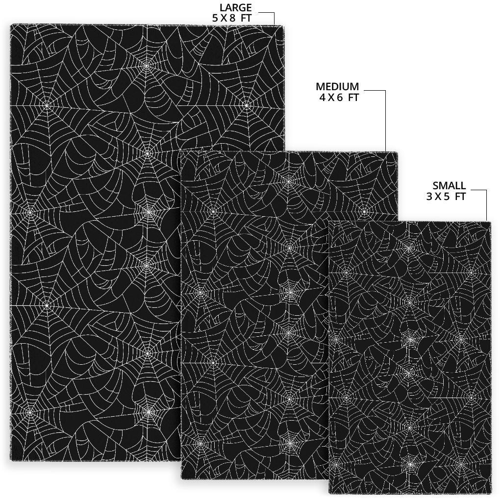 Black Spider Web Pattern Print Floor Mat-grizzshop