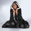 Black Spider Web Pattern Print Hooded Blanket-grizzshop