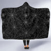 Black Spider Web Pattern Print Hooded Blanket-grizzshop