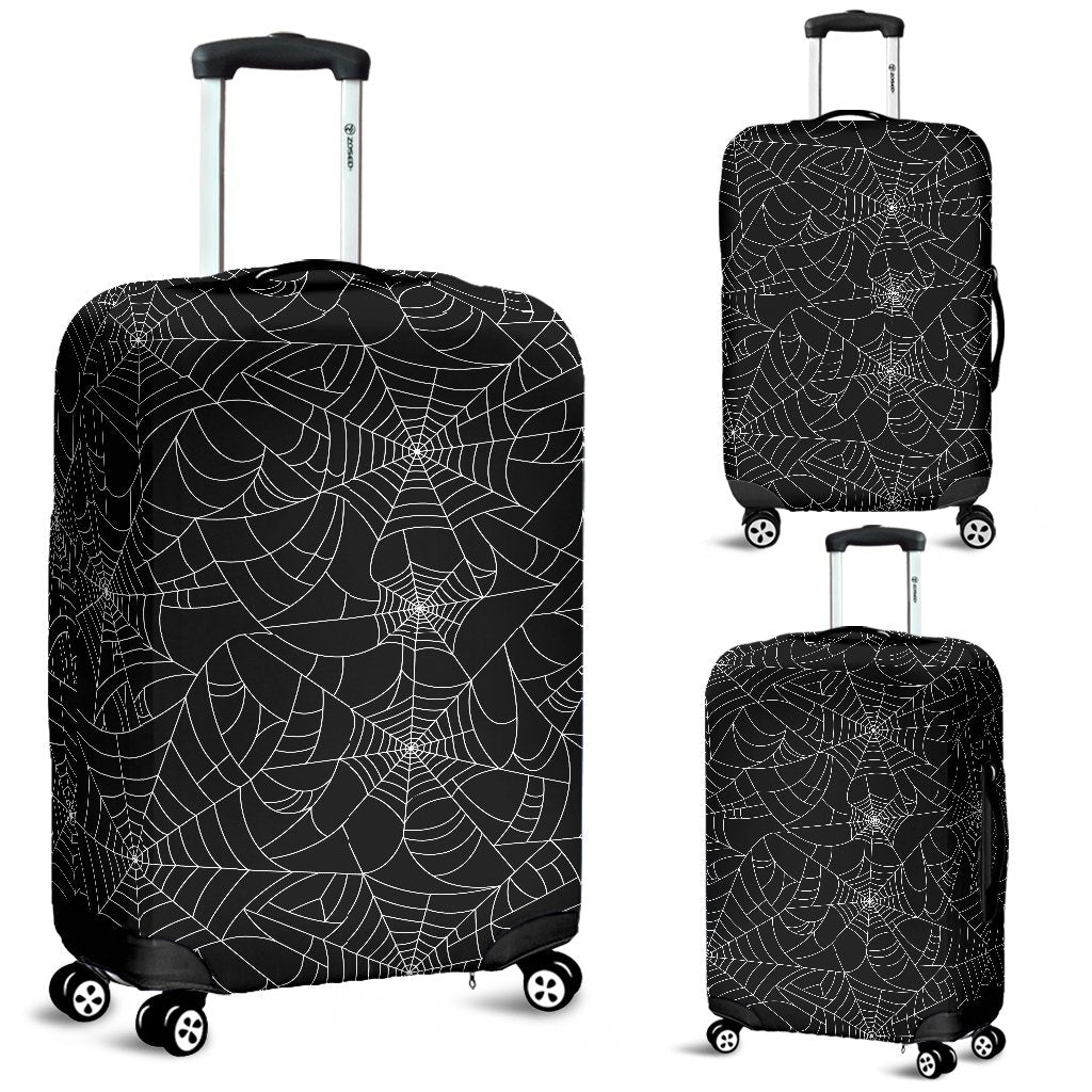 Black Spider Web Pattern Print Luggage Cover Protector-grizzshop