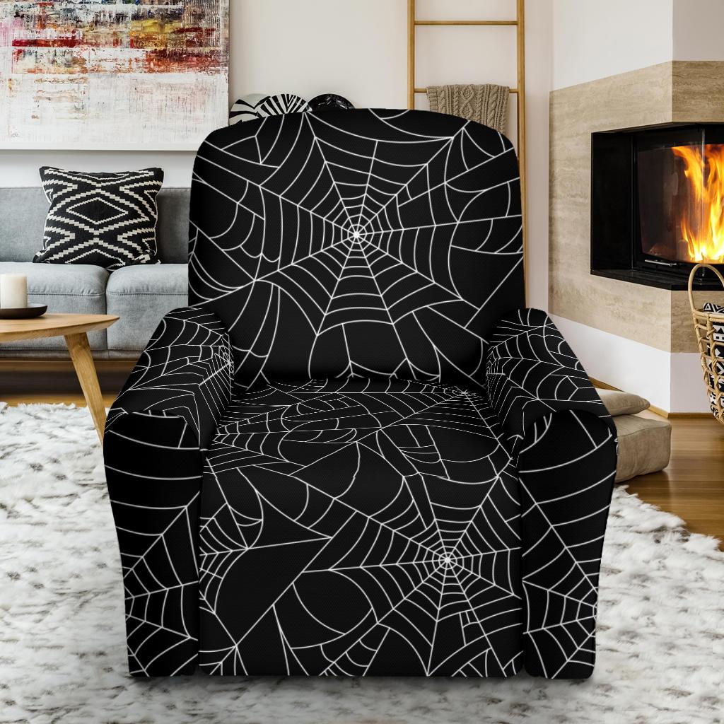 Black Spider Web Pattern Print Recliner Cover-grizzshop