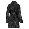 Black Spider Web Pattern Print Women Long Robe-grizzshop