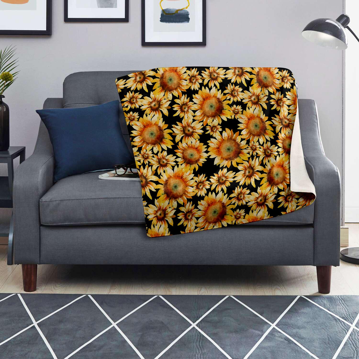 Black Sunflower Blanket-grizzshop