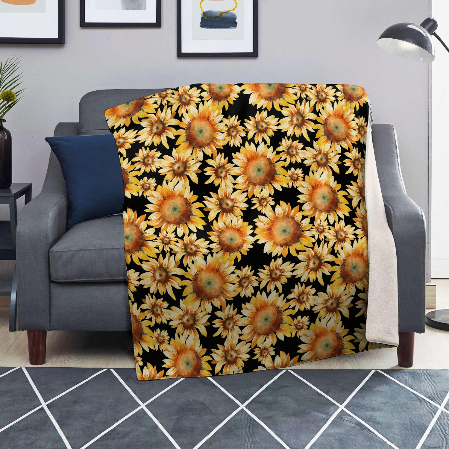 Black Sunflower Blanket-grizzshop