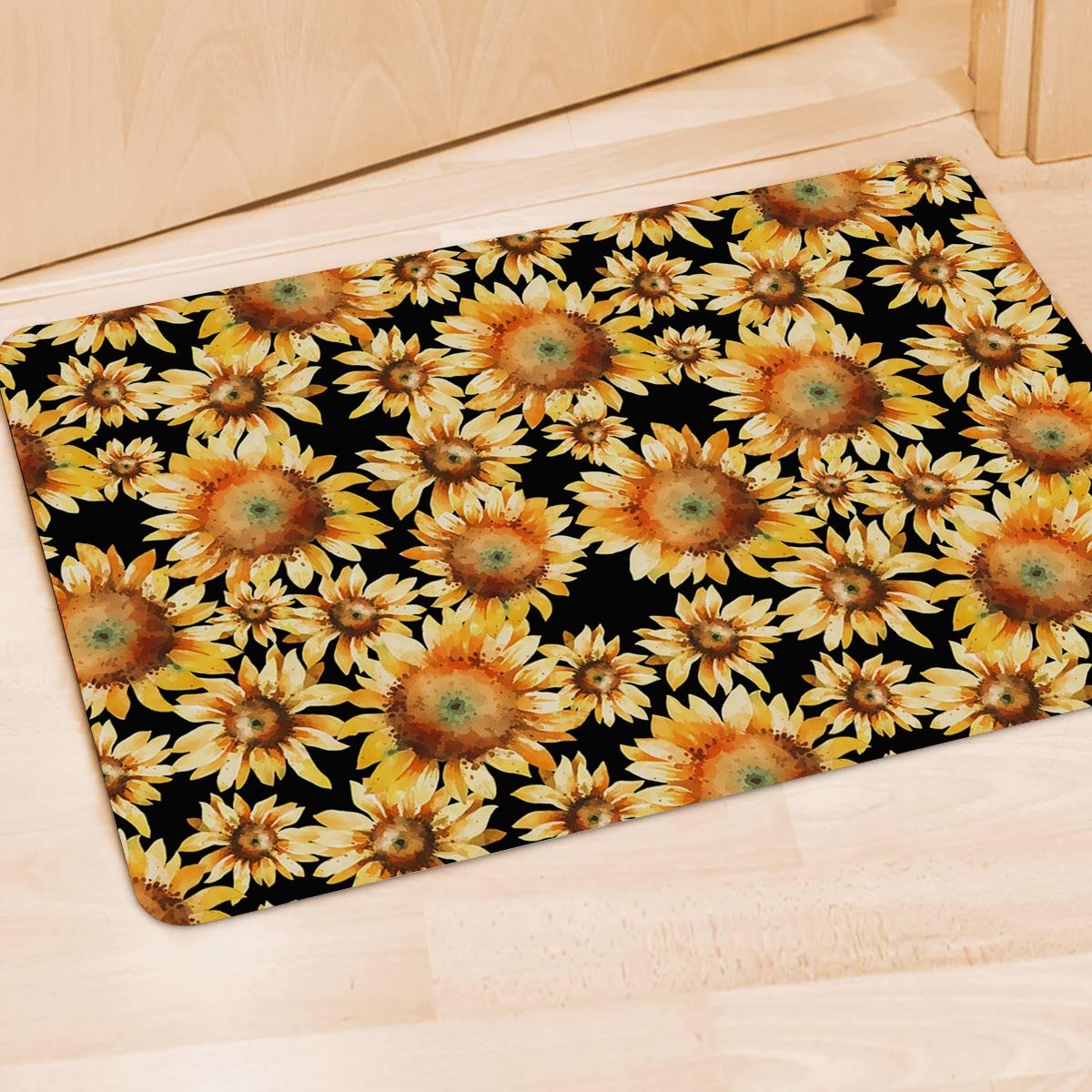 Black Sunflower Door Mat-grizzshop