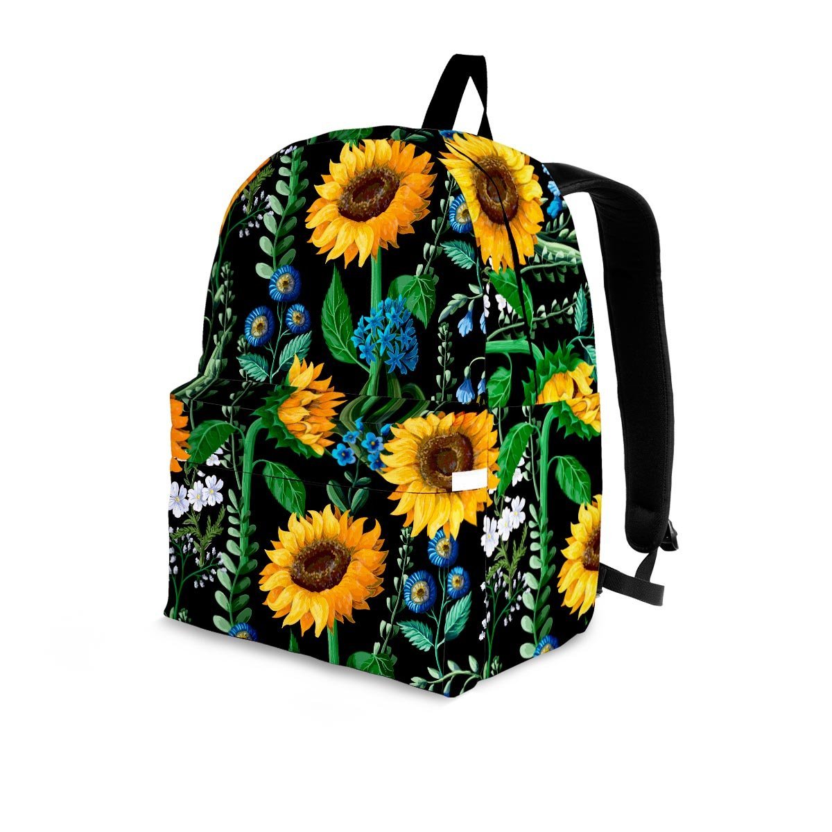 Black Sunflower Floral Backpack-grizzshop