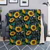 Black Sunflower Floral Blanket-grizzshop