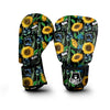 Black Sunflower Floral Boxing Gloves-grizzshop