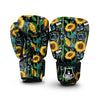 Black Sunflower Floral Boxing Gloves-grizzshop