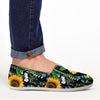 Black Sunflower Floral Canvas Shoes-grizzshop