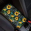 Black Sunflower Floral Car Console Cover-grizzshop