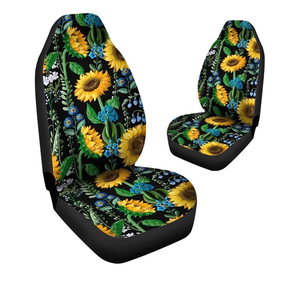 Black Sunflower Floral Car Seat Covers-grizzshop