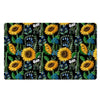 Black Sunflower Floral Door Mat-grizzshop