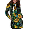 Black Sunflower Floral Hoodie Dress-grizzshop