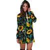 Black Sunflower Floral Hoodie Dress-grizzshop