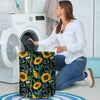 Black Sunflower Floral Laundry Basket-grizzshop