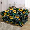 Black Sunflower Floral Loveseat Cover-grizzshop