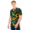 Black Sunflower Floral Men T Shirt-grizzshop