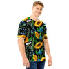 Black Sunflower Floral Men T Shirt-grizzshop