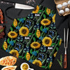 Black Sunflower Floral Men's Apron-grizzshop