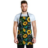 Black Sunflower Floral Men's Apron-grizzshop