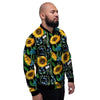 Black Sunflower Floral Men's Bomber Jacket-grizzshop