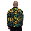 Black Sunflower Floral Men's Bomber Jacket-grizzshop