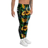 Black Sunflower Floral Men's Leggings-grizzshop