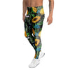 Black Sunflower Floral Men's Leggings-grizzshop