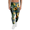 Black Sunflower Floral Men's Leggings-grizzshop