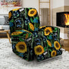 Black Sunflower Floral Recliner Cover-grizzshop