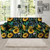 Black Sunflower Floral Sofa Cover-grizzshop