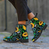 Black Sunflower Floral Women's Boots-grizzshop