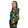 Black Sunflower Floral Women's Hoodie-grizzshop