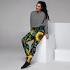 Black Sunflower Floral Women's Joggers-grizzshop