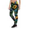 Black Sunflower Floral Women's Leggings-grizzshop