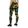 Black Sunflower Floral Women's Leggings-grizzshop