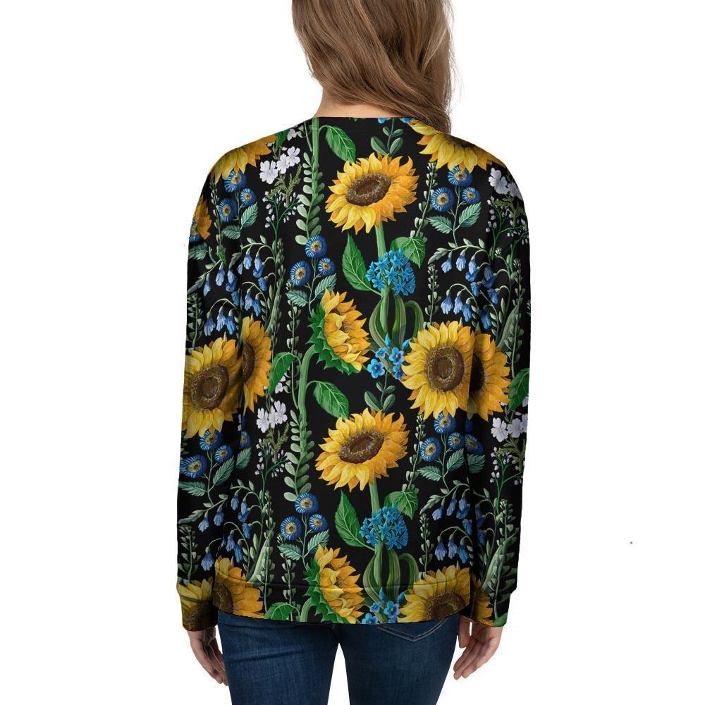 Black Sunflower Floral Women's Sweatshirt-grizzshop