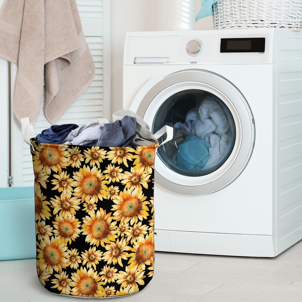 Black Sunflower Laundry Basket-grizzshop