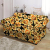 Black Sunflower Loveseat Cover-grizzshop