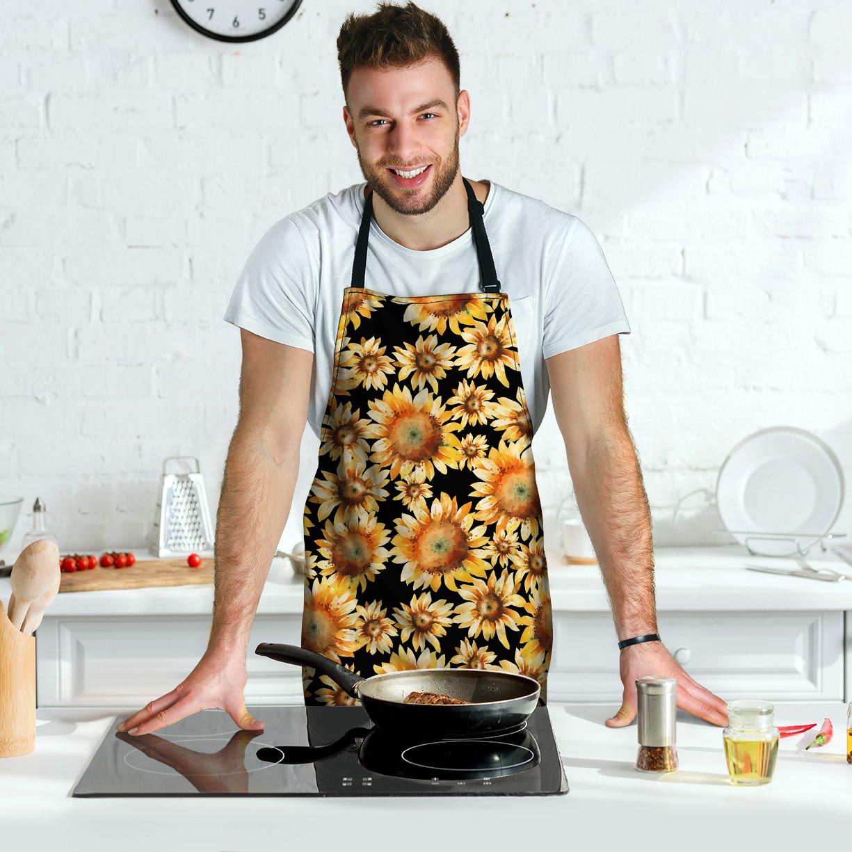 Black Sunflower Men's Apron-grizzshop