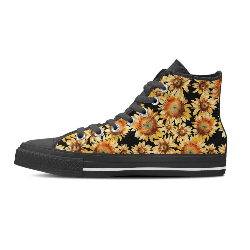 Black Sunflower Men's High Top Shoes-grizzshop