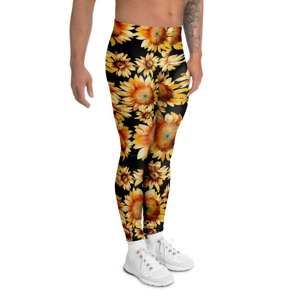 Black Sunflower Men's Leggings-grizzshop