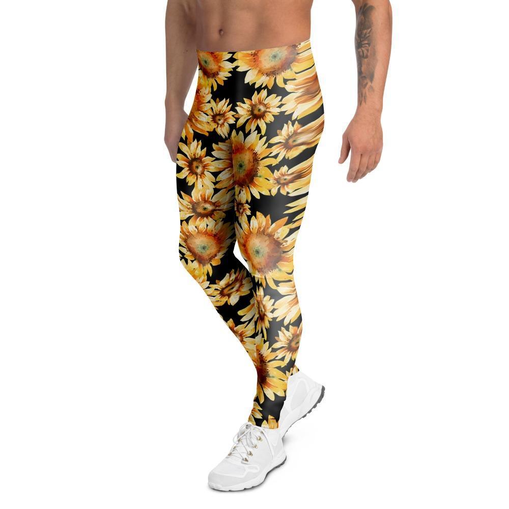 Black Sunflower Men's Leggings-grizzshop