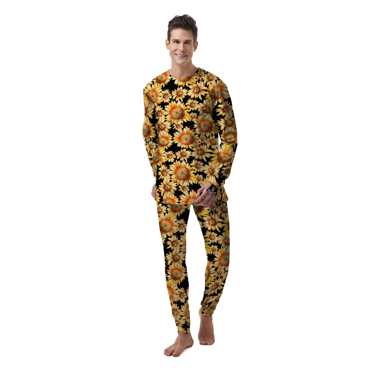 Black Sunflower Men's Pajamas-grizzshop