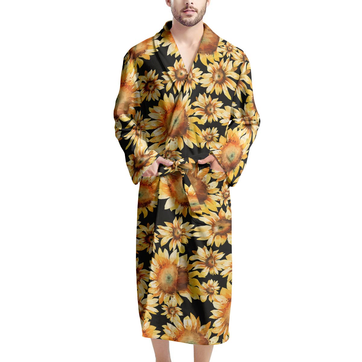 Black Sunflower Men's Robe-grizzshop