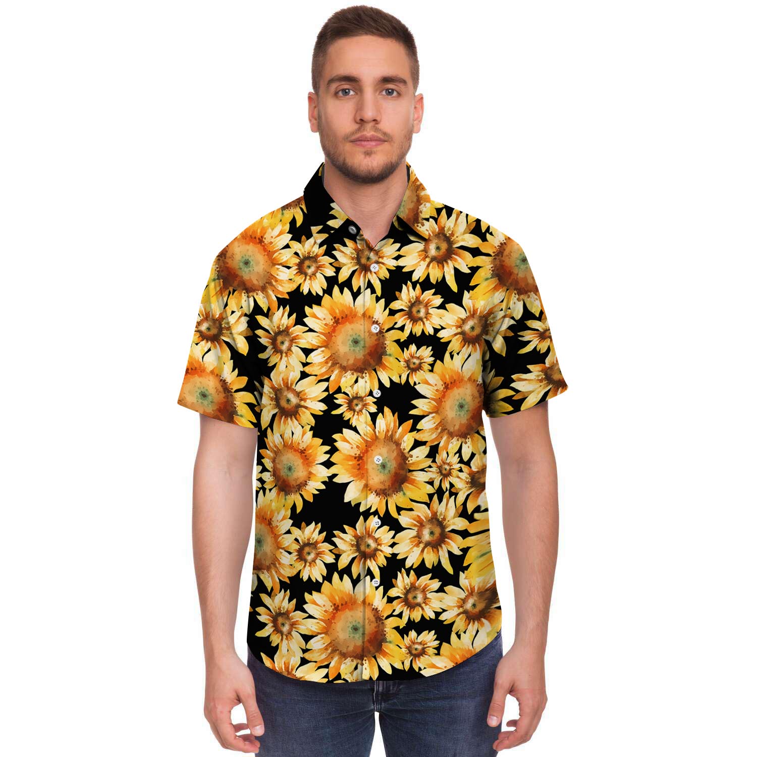 Black Sunflower Men's Short Sleeve Shirt-grizzshop